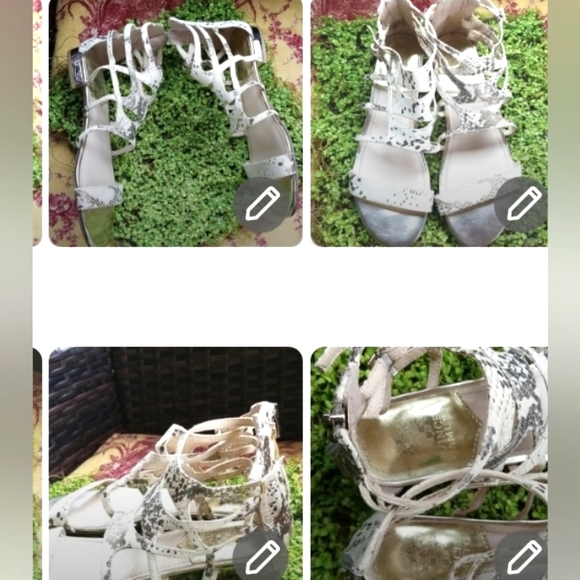 VINCE Camuto Buckles  Cream Laser Leather  Strappy Zips Up Ankle Sandals 8.5 EUC - Picture 4 of 11